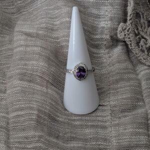 Elegant Purple Gemstone Silver Ring